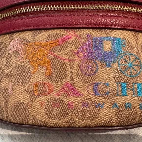 Coach REXY 🦖 rainbow carriage and Tan sling bag with rainbow 🌈 Strap - Picture 2 of 12